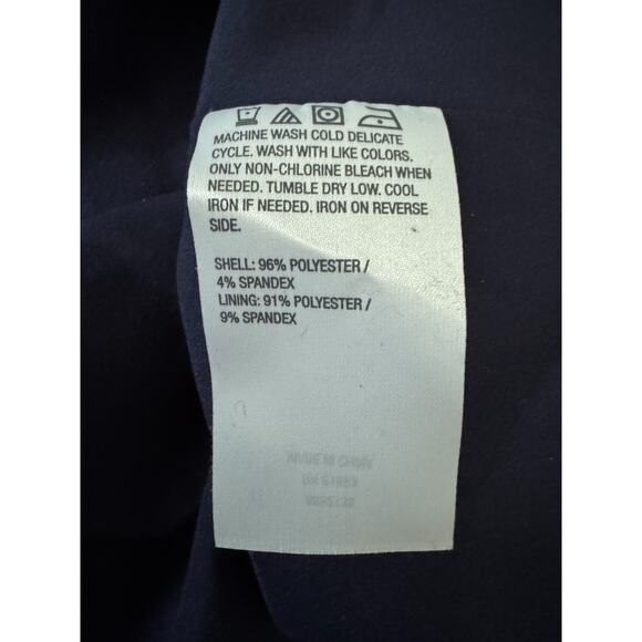 Studio Park X Amy Stran Ruched 3/4 Sleeve Blazer Navy 1X Career Button-Front - Picture 9 of 11